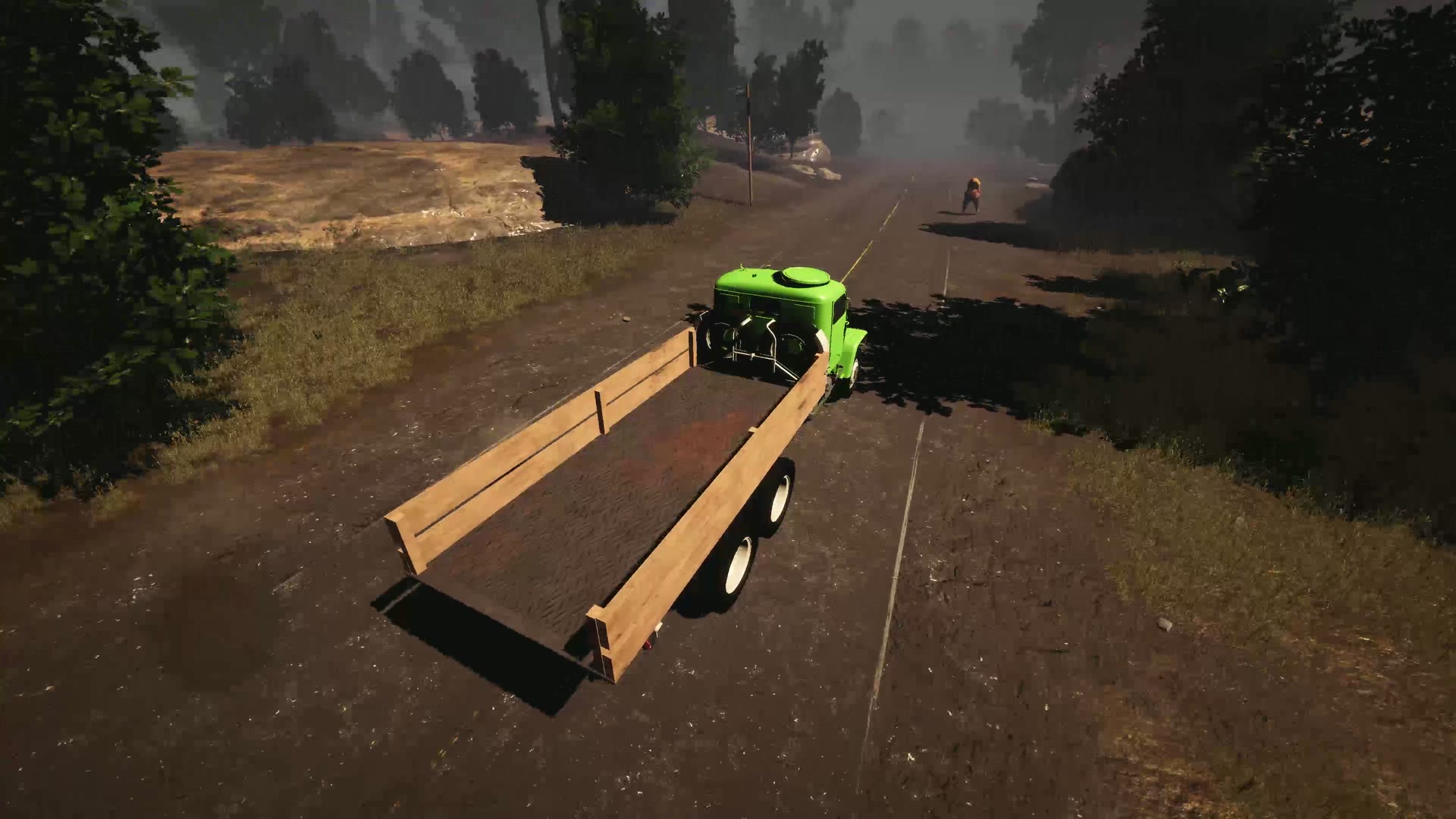 Truck approaching a horde on the road